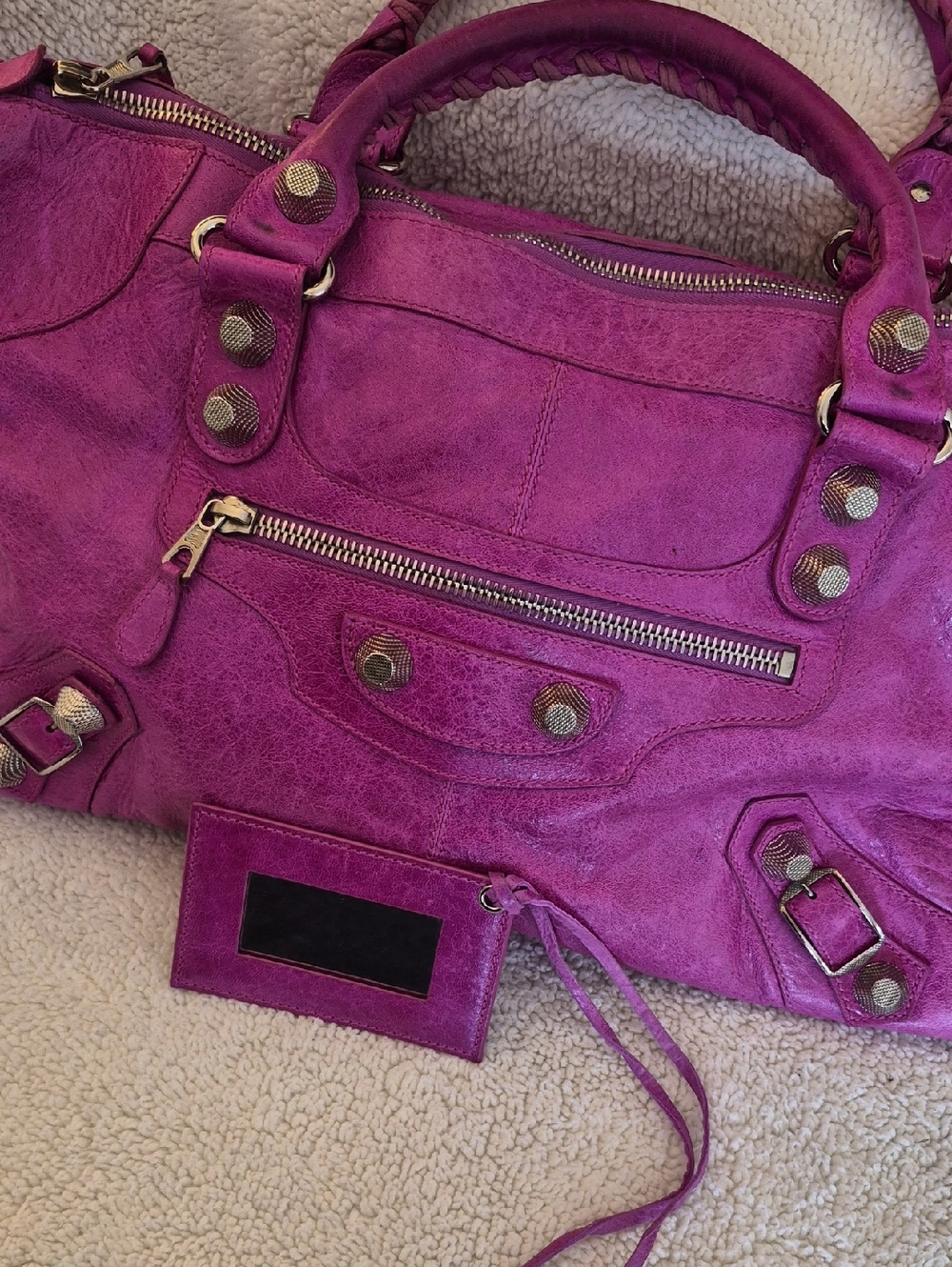 BALENCIAGA Le City Small Lambskin Top-Handle Bag- Rose Magenta - Picture 10 of 10